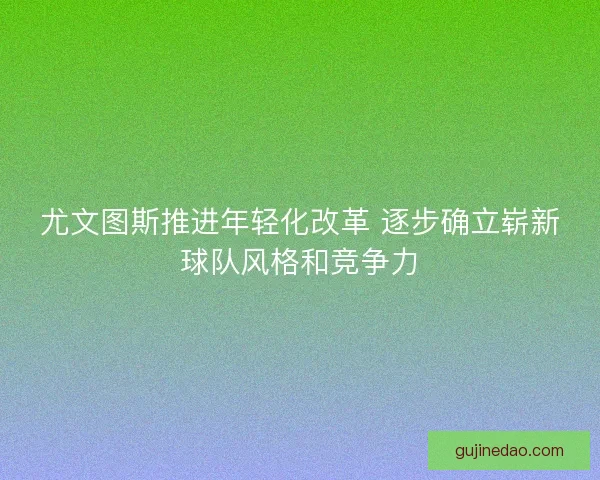 尤文图斯推进年轻化改革 逐步确立崭新球队风格和竞争力