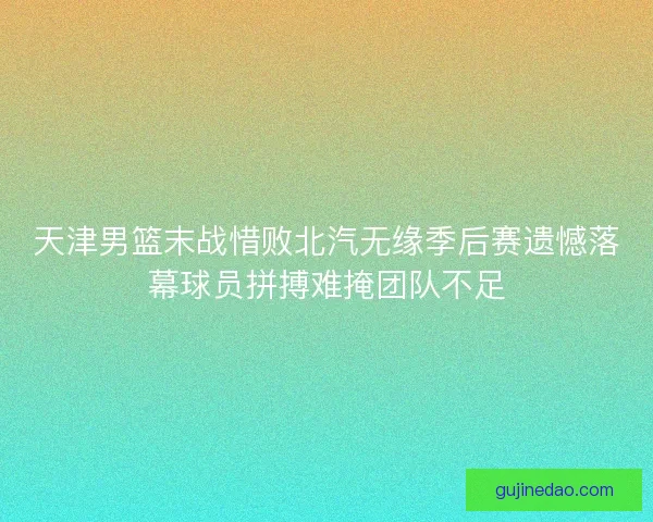 天津男篮末战惜败北汽无缘季后赛遗憾落幕球员拼搏难掩团队不足