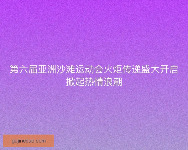 第六届亚洲沙滩运动会火炬传递盛大开启掀起热情浪潮